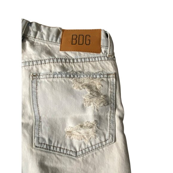 BDG Dropped Waist 24" Waist Destroyed Denim Shorts Blue Distressed Frayed Hem - Picture 9 of 9